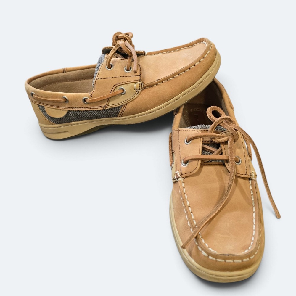 Maui Island Marlin Women 6.5 Tan Leather Boat Shoes Loafers